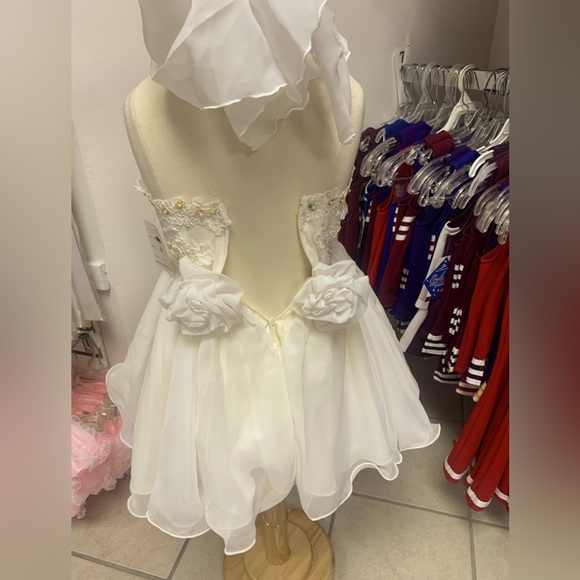 Sz 6 Off White Halter Neck Beaded Pageant FlowerGirl Special Occasion Dress NWT - Picture 6 of 8